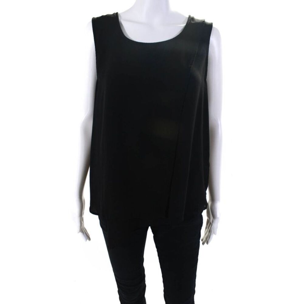 Pleione Womens Layered Asymmetrical Pullover Tank Top Black Size Medium